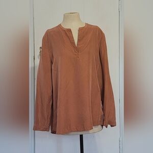 Garnet Hill Silk Clay V-Neck Tunic